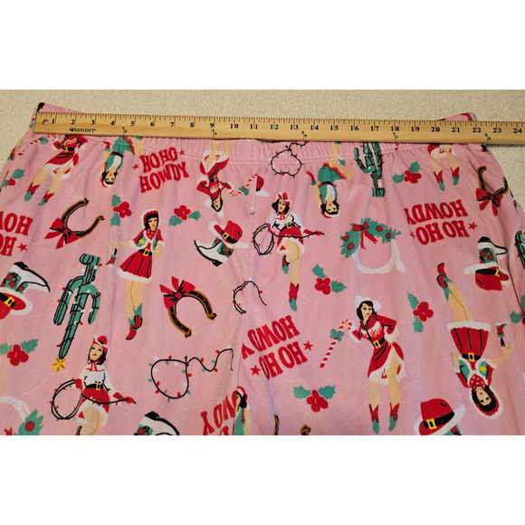 Holiday Time Pink Christmas Cowboy Fleece Pajama Lounge Pants Women’s Plus 3X - Picture 4 of 11